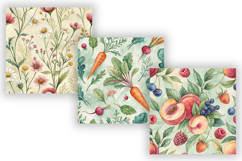 Watercolor Garden Seamless Pattern Bundle, Cottagecore Product Image 5