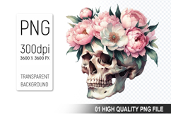 Cute Skull Clipart PNG, Valentine&#039;s Day Animal PNG File Product Image 1
