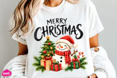 Watercolor Merry Christmas Snowman PNG, Funny Christmas PNG Product Image 5