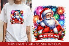 Happy New Year 2025 Sublimation, christmas santa clipart Product Image 1