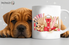 Nail Tech Sublimation PNG Red Gold Beauty Tools Design Product Image 6