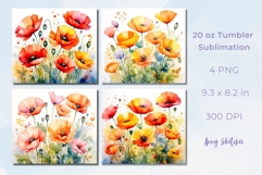 4 California Poppy Tumbler Wrap 20 oz Skinny Sublimation PNG Product Image 2