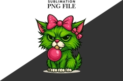 Funny Christmas green cat png design for T-shirts Product Image 2