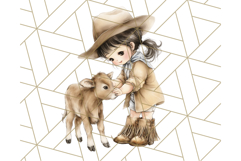 Cowgirl Baby Clipart PNG, Cute Toddler Western Outfit Art Product Image 5