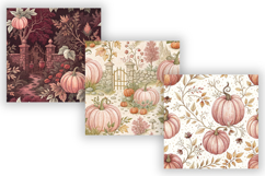 Dusty Rose Pumpkin Patch Toile Paper, Seamless Watercolor Product Image 5