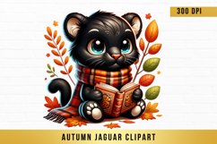 Watercolor autumn jaguar clipart, Autumn Jaguar Bundle Product Image 5