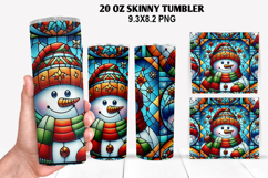 Snowman Skinny Tumbler 20oz Wrap Design, Christmas Tumbler Product Image 1