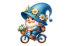 Cute Gnome Cycling Spring Clipart Sublimation PNG Design Product Image 1