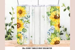 Farmhouse Sunflower Tumbler Wrap Sublimation Design PNG Product Image 2