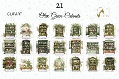 Watercolor Olive Green Cabinets Clipart Bundle Product Image 5