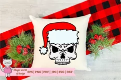 Christmas Skull with Santa hat svg, file for cutting Product Image 1