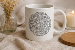 Mandala flowers printable sublimation design black white ill Product Image 5