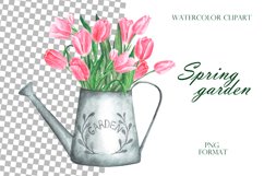 Tulips watercolor clipart. Spring flowers. Pink tulips. Product Image 5