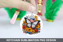Butterfly And Sunflowers - Keychain Sublimation Design Product Image 1