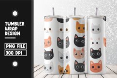 Cute cat pattern Tumbler Wrap | Sublimation | 20 oz Skinny Product Image 1