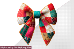 Christmas Patchwork Bow Clipart PNG Bundle Product Image 2