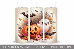 Cute Ghost Tumbler Sublimation. Ghost Halloween Tumbler Product Image 1