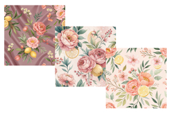 Pink Lemon Floral Seamless Pattern, Digital Paper Product Image 5