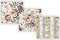 Paris Floral Digital Paper Pack, Elegant French Seamless Product Image 5