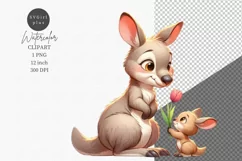 Mothers Day, Kangaroo clipart, Flowers clipart, Cute animals Product Image 1