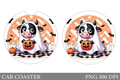 Cute Cow Ghost Car Coaster. Halloween Cow Car Coaster Product Image 1