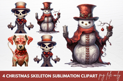Christmas skeleton Sublimation Clipart Product Image 1