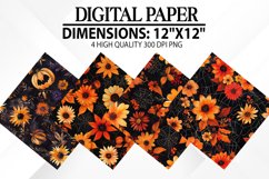Halloween Flowers Digital Paper - Halloween Background Product Image 1