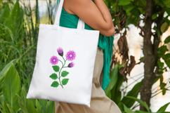 Vibrant Pink Floral Stem Embroidery Design Product Image 5