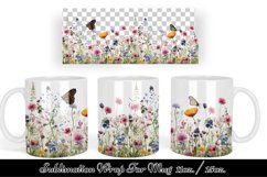 Flower Coffee Mug PNG, Floral Sublimation Mug Full Wrap Product Image 1