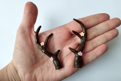 Miniature deer antlers on magnet tutorial. BJD doll horns Product Image 5