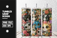 Cute cat pattern Tumbler Wrap | Sublimation | 20 oz Skinny Product Image 1