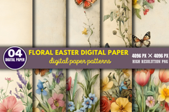 Floral Easter Digital Paper Patterns PNG Product Image 1