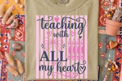 Teaching With All My Heart Png, Retro Striped Teacher Png. Product Image 4