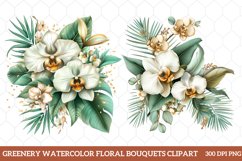 Greenery Watercolor Floral Bouquets Clipart Product Image 1