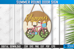 Summer Round Door Sign Laser Cut Bundle, Wooden Welcome Sign Product Image 7