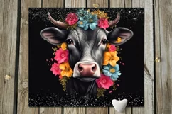 Cow & flowers | 9 Skinny tumbler Sublimation designs, JPG Product Image 5