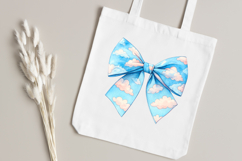 Watercolor Cloudy Sky Coquette Bow Clipart Product Image 5