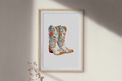 Watercolor Cowgirl Cowboy Boots Print Product Image 5