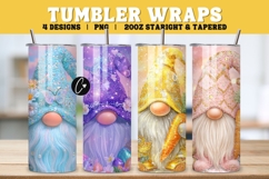 Easter Gnome Tumbler Wrap PNG - 4 Variations Product Image 1
