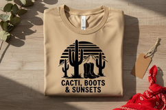 Cacti Boots Sunsets Svg, Western Cowgirl Svg, Desert Western Product Image 5