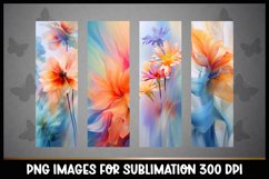 4 Whimsical Flowers Bookmarks Sublimation PNGs Product Image 1