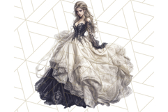 Victorian Gothic Wedding Dress PNG, Dark Bridal Clipart Product Image 5