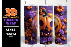 3D Pumpkin Tumbler Sublimation Wrap Design Halloween Product Image 1
