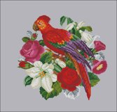 Vintage Cross Stitch Scheme Parrot and lilies Product Image 4
