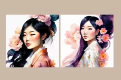 11 PNG Asian woman illustration. Digital download. Product Image 5