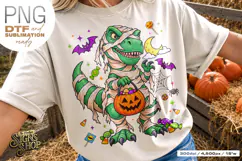 Halloween T Rex PNG, Mummy Dinosaur DTF Product Image 1