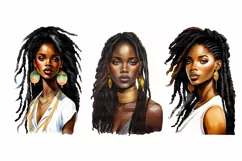 African American woman clipart, 15 PNG Digital Download Product Image 5