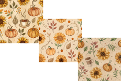 Vintage Sunflower Cafe Autumn Seamless Pattern Product Image 5