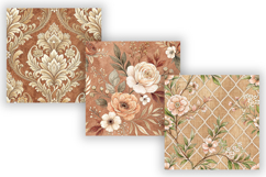 Copper Toile Digital Paper Pack, Vintage Floral Toile Product Image 5