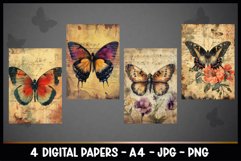 4 Vintage Butterfly Digital Papers I Junk Journal Page Product Image 2